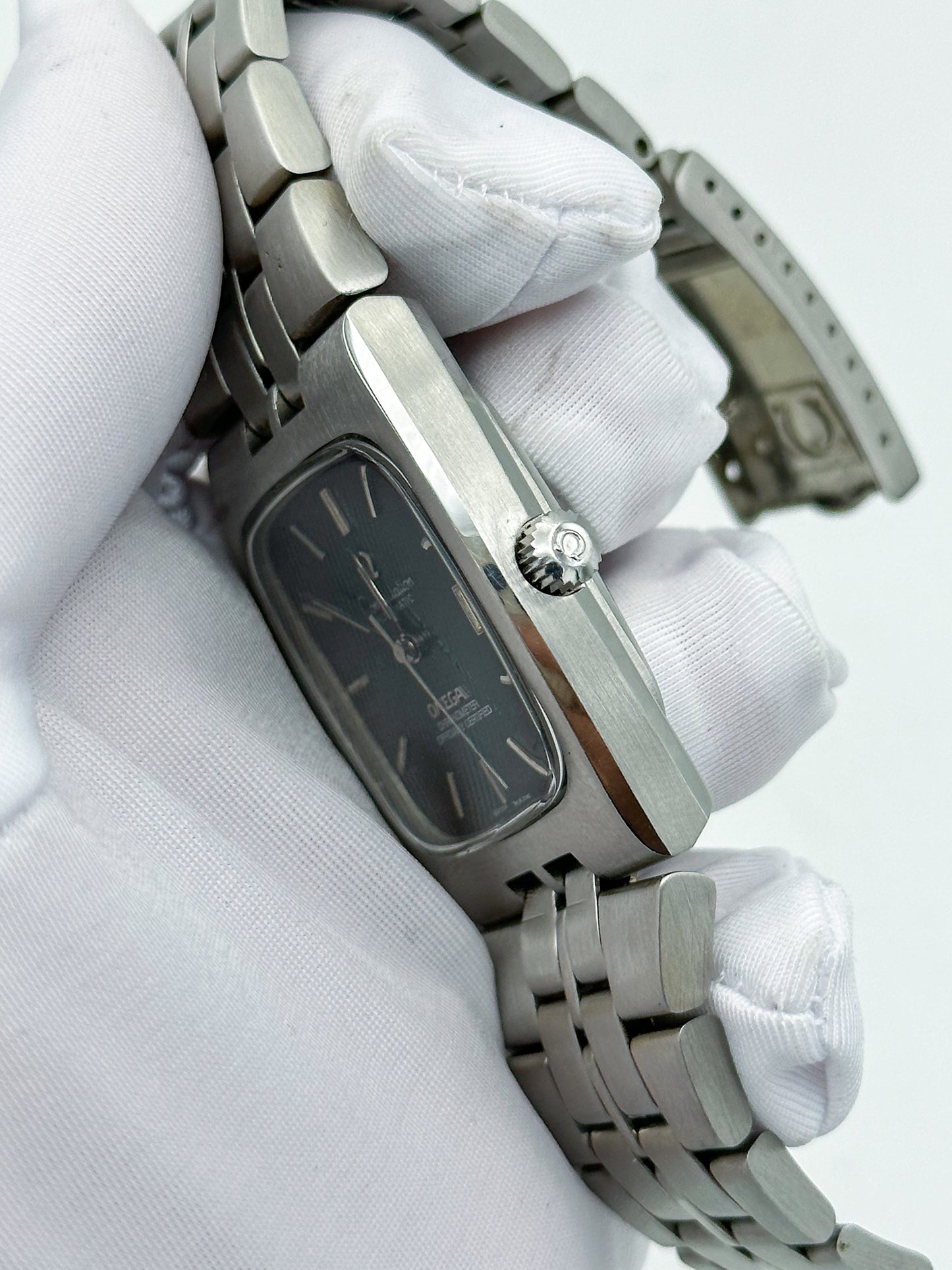 OMEGA CONSTELLATION AUTOMATIC CHRONOMETER DATE SPIDER'S WEB DARK GREEN DIAL REF. 168.059