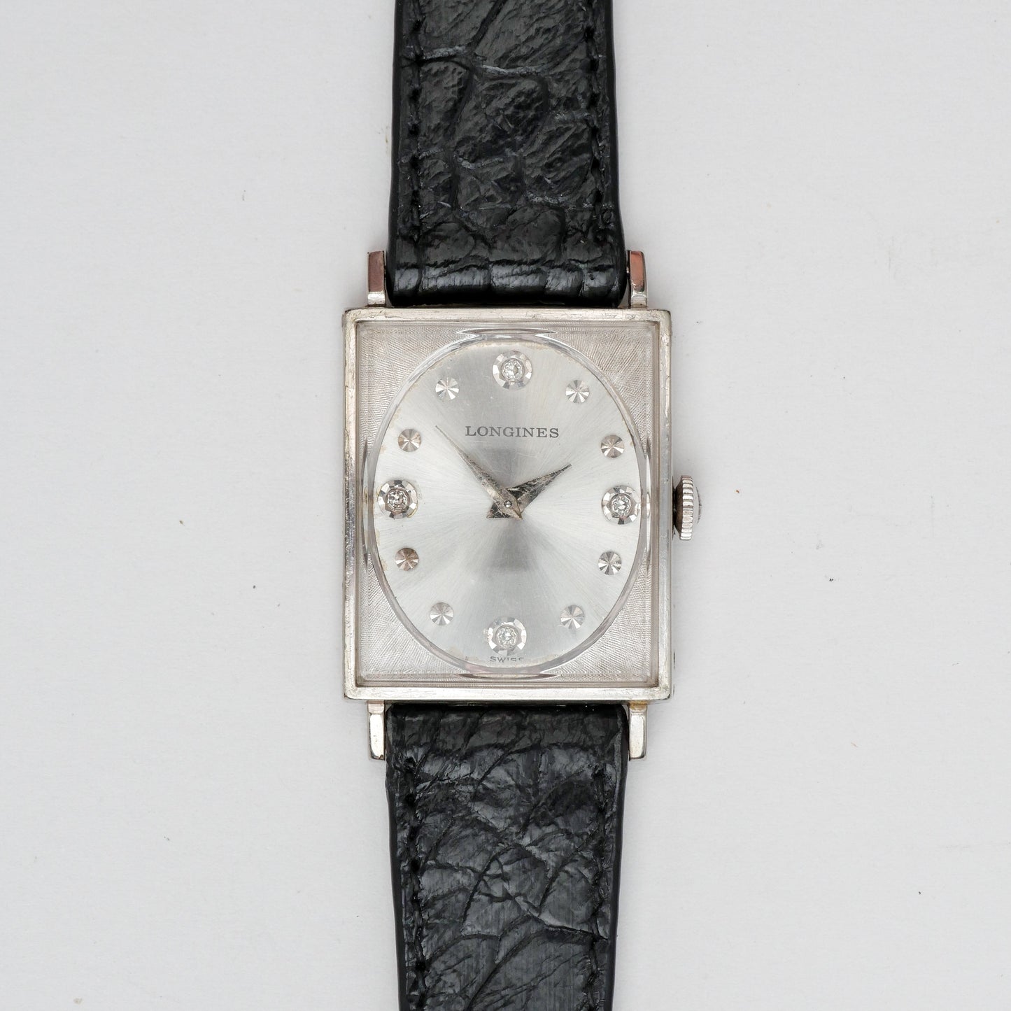 LONGINES 10K WHITE GOLD FILLED & DIAMONDS HOUR MARKERS REF. 3700-528