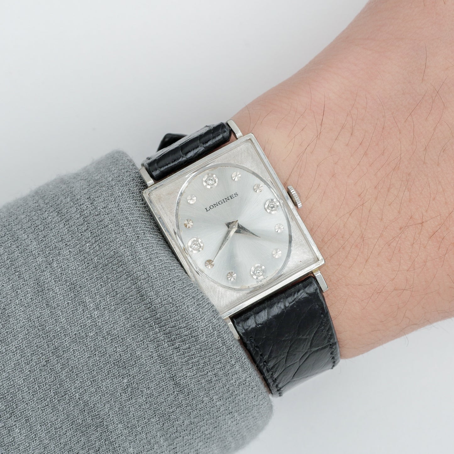 LONGINES 10K WHITE GOLD FILLED & DIAMONDS HOUR MARKERS REF. 3700-528