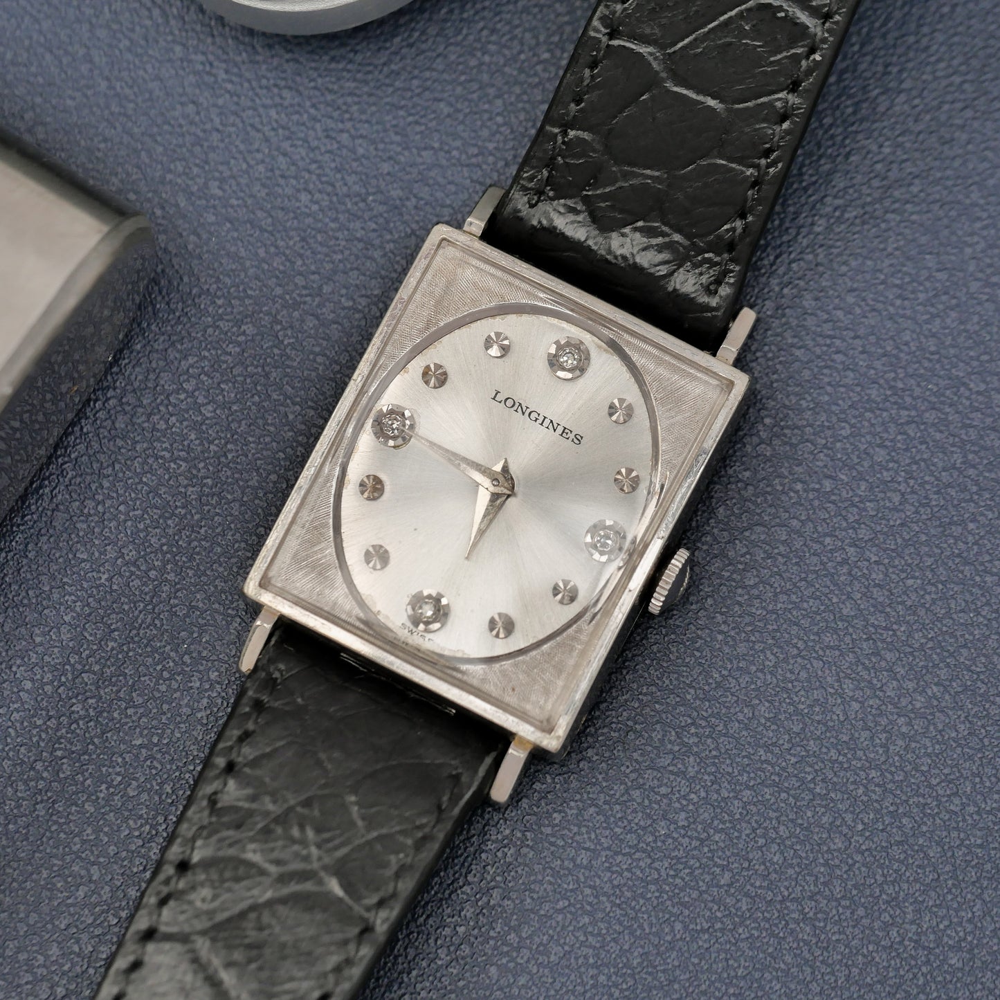 LONGINES 10K WHITE GOLD FILLED & DIAMONDS HOUR MARKERS REF. 3700-528