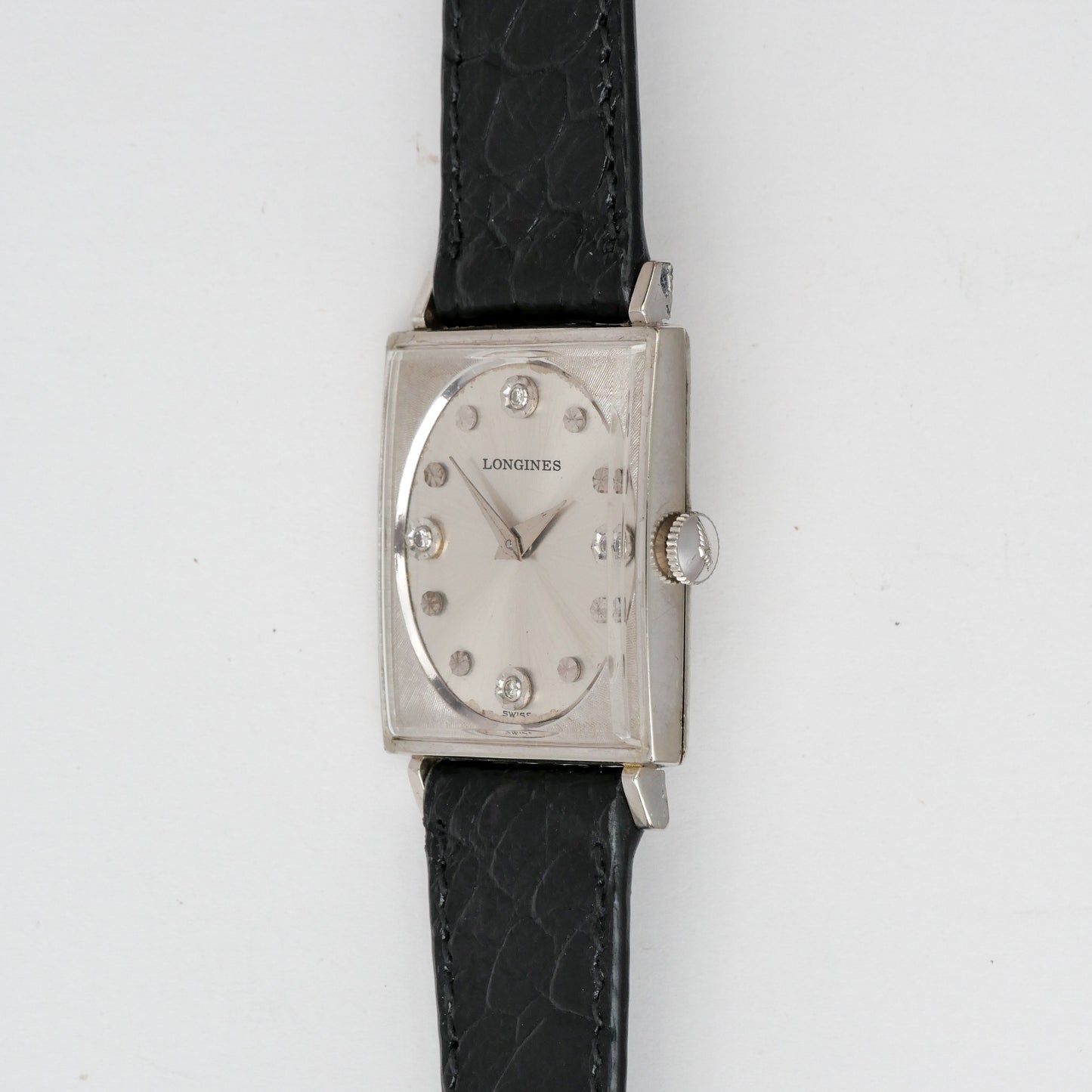 LONGINES 10K WHITE GOLD FILLED & DIAMONDS HOUR MARKERS REF. 3700-528