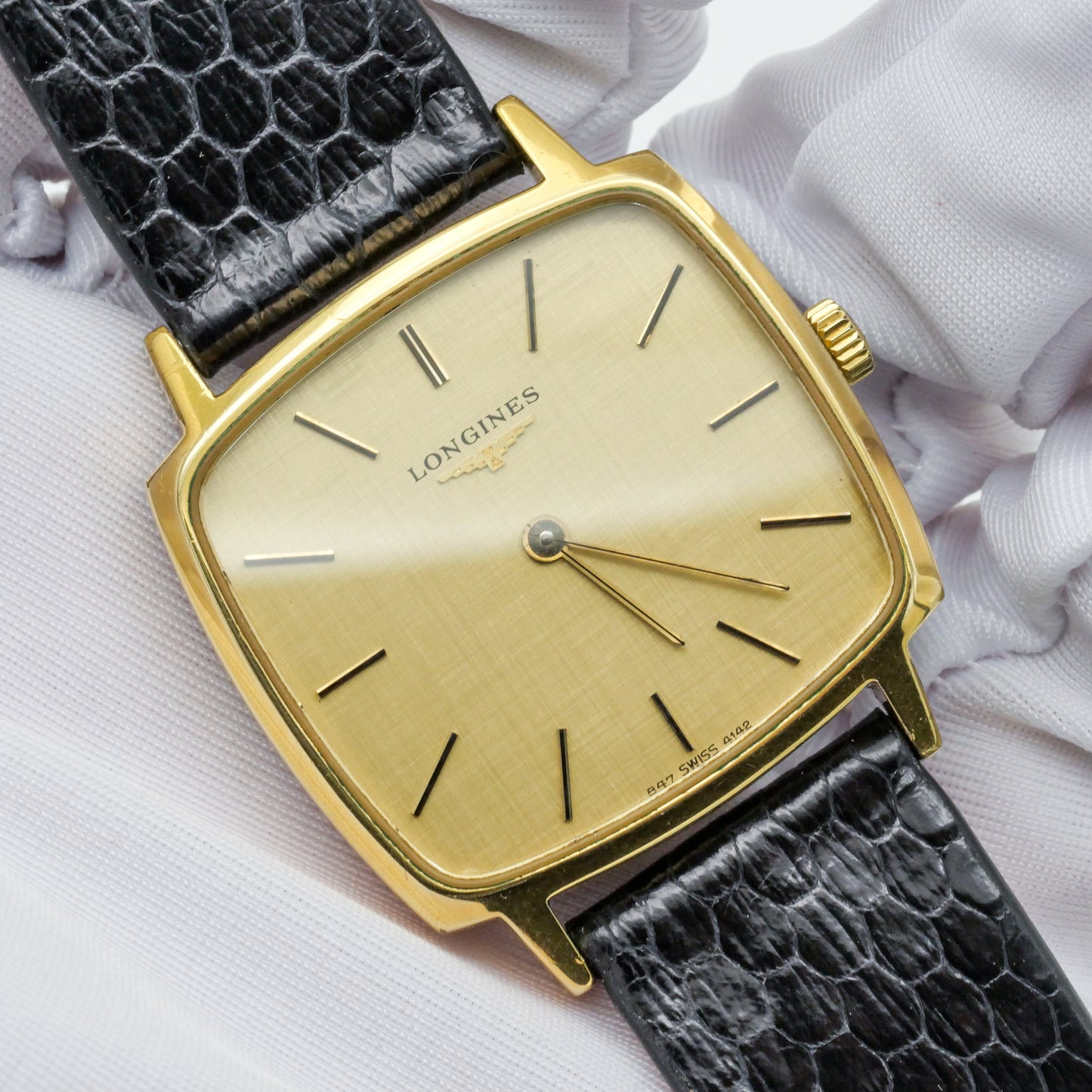 LONGINES FLAGSHIP LINEN GOLD DIAL REF. 4142-1