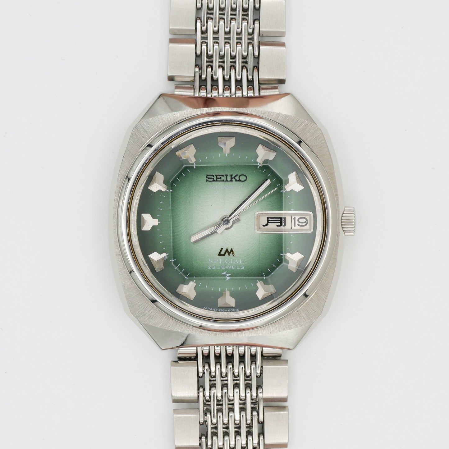 SEIKO LM SPECIAL DAY-DATE AUTOMATIC FACETED CRYSTAL GREEN DIAL REF. 5216-6000