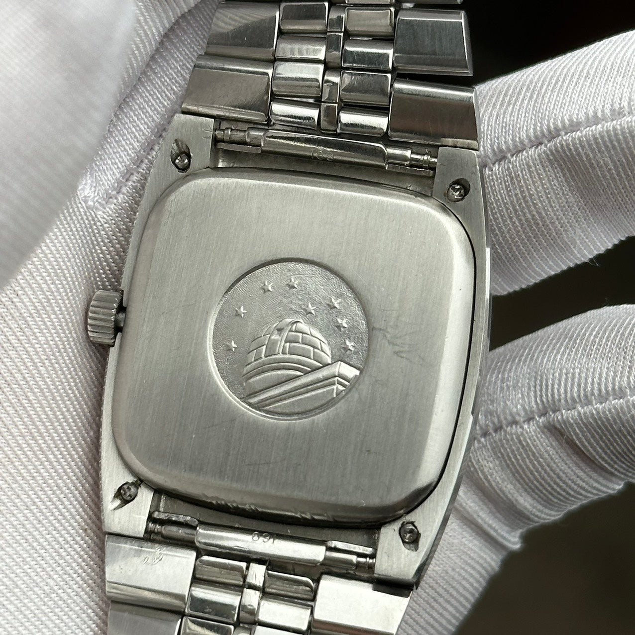 OMEGA CONSTELLATION AUTOMATIC CHRONOMETER DATE SPIDERWEB DARK GREEN DIAL REF. 168.047