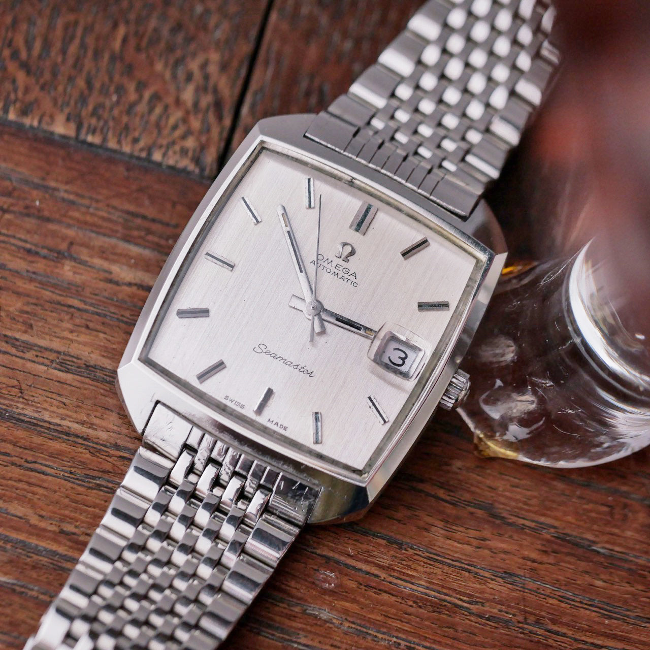 OMEGA SEAMASTER AUTOMATIC LINEN SILVER DIAL REF. 166.042
