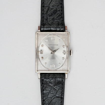 LONGINES 10K WHITE GOLD FILLED & DIAMONDS HOUR MARKERS REF. 3700-528