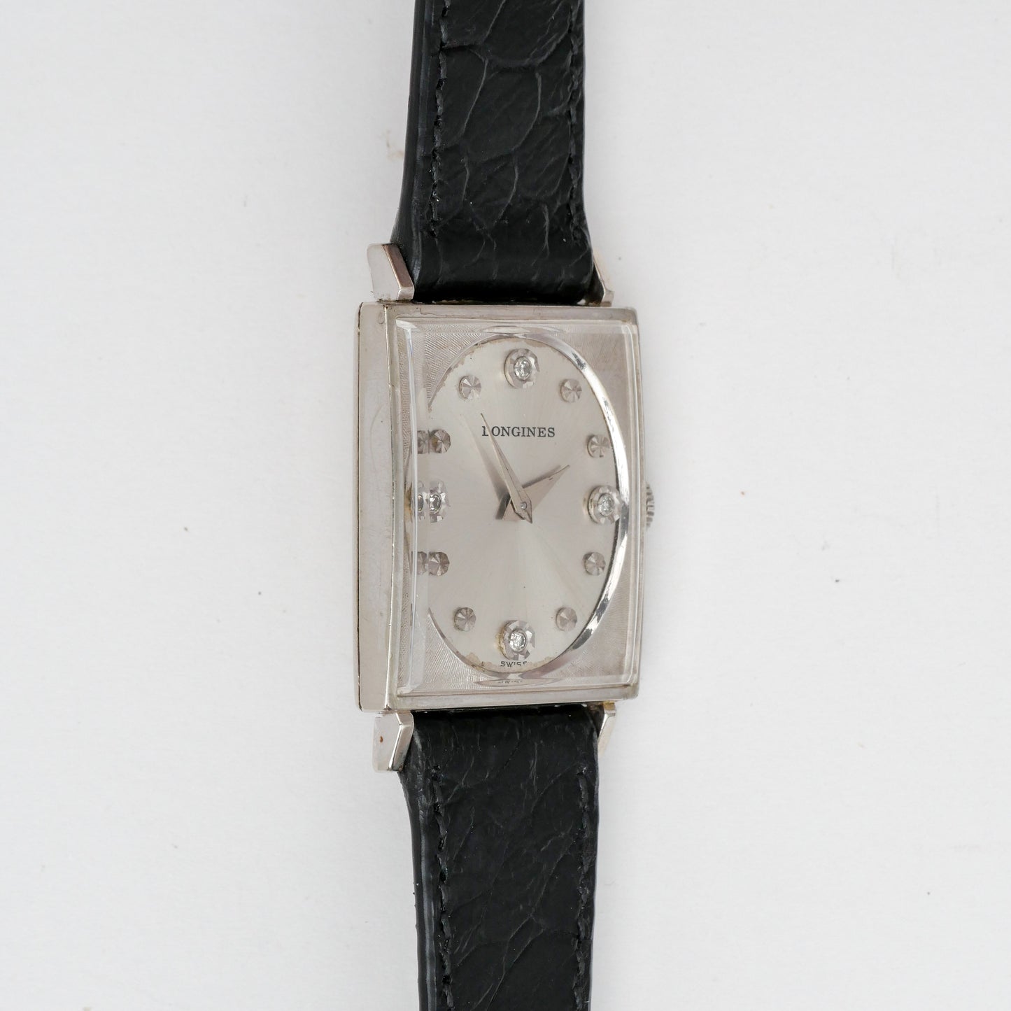 LONGINES 10K WHITE GOLD FILLED & DIAMONDS HOUR MARKERS REF. 3700-528