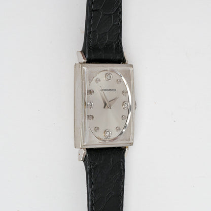 LONGINES 10K WHITE GOLD FILLED & DIAMONDS HOUR MARKERS REF. 3700-528