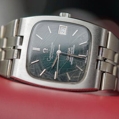 OMEGA CONSTELLATION AUTOMATIC CHRONOMETER DATE SPIDER'S WEB DARK GREEN DIAL REF. 168.059