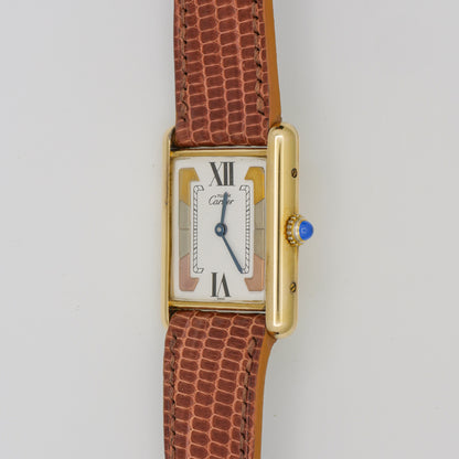 CARTIER MUST DE CARTIER TANK VERMEIL "TRINITY" DIAL REF. 590005