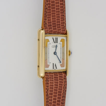 CARTIER MUST DE CARTIER TANK VERMEIL "TRINITY" DIAL REF. 590005