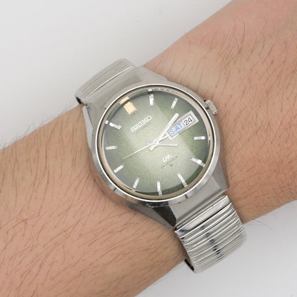 SEIKO LORD MATIC LM 23 JEWELS AUTOMATIC FACETED CRYSTAL GREEN DIAL REF. 5606-7290