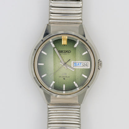 SEIKO LORD MATIC LM 23 JEWELS AUTOMATIC FACETED CRYSTAL GREEN DIAL REF. 5606-7290