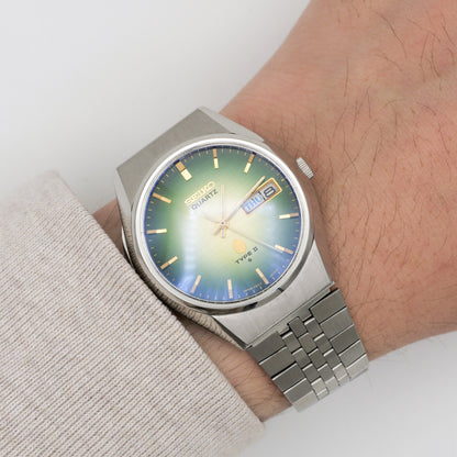 SEIKO QUARTZ TYPE II FUMÉ GREEN/YELLOW LINEN DIAL REF. 0903-8120