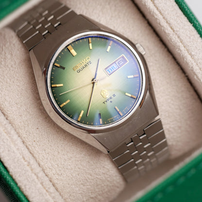 SEIKO QUARTZ TYPE II FUMÉ GREEN/YELLOW LINEN DIAL REF. 0903-8120