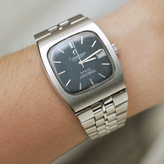 OMEGA CONSTELLATION AUTOMATIC CHRONOMETER DATE SPIDERWEB DARK GREEN DIAL REF. 168.047