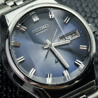 SEIKO LORD MATIC LM DAY-DATE FACETED CRYSTAL BLUE DIAL AUTOMATIC REF. 5606-8060