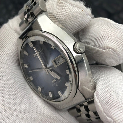 SEIKO LORD MATIC LM DAY-DATE FACETED CRYSTAL BLUE DIAL AUTOMATIC REF. 5606-8060