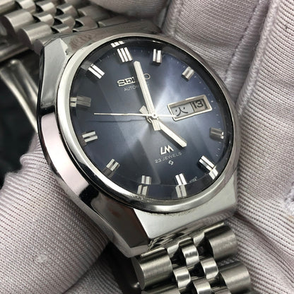 SEIKO LORD MATIC LM DAY-DATE FACETED CRYSTAL BLUE DIAL AUTOMATIC REF. 5606-8060